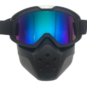 Blue dirt bike goggles and mask impact resistance cheap custom