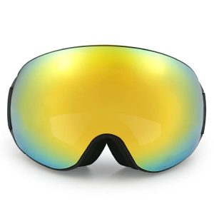 Gold ski goggles spherical magnetic anti-fog 100% UV protection