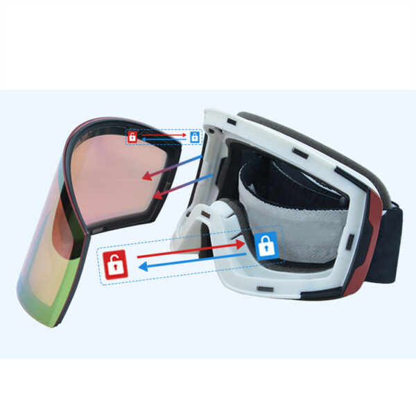 Snow goggles magnetic lens frameless anti fog uv400 - Image 4