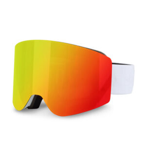 Snow ski goggles large cylindrical magnetic lens