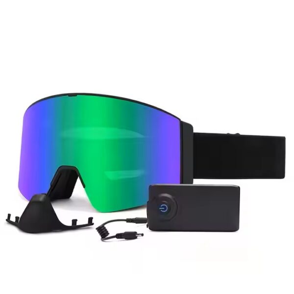 Electric heating goggles Snowmobile anti-fog magnetic interchangeable frameless OTG ski goggles - Image 4